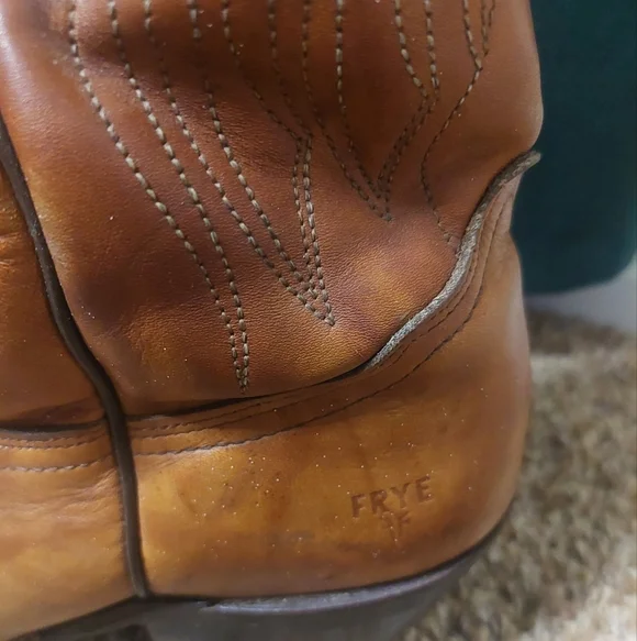 Frye Tan Heeled Boots with Western Charm/ Vintage - Picture 5 of 5